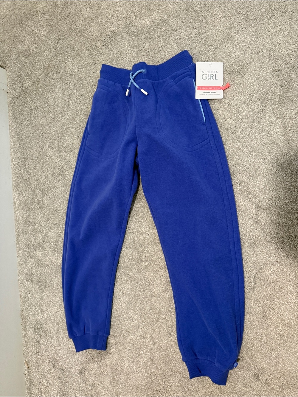 Athleta Girl Royal Blue Fleece Joggers with Drawstring